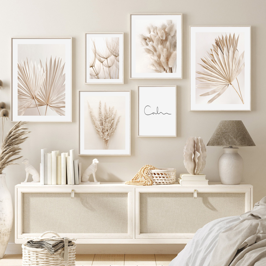 Lukisan Dinding Boho Warna Bei - Palm Leaf Dried ulasan dan harga