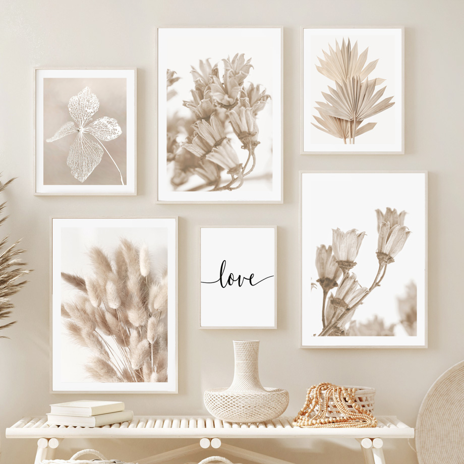 Seni Dinding Boho Warna Beige  - Palm Leaf Dried ulasan dan harga