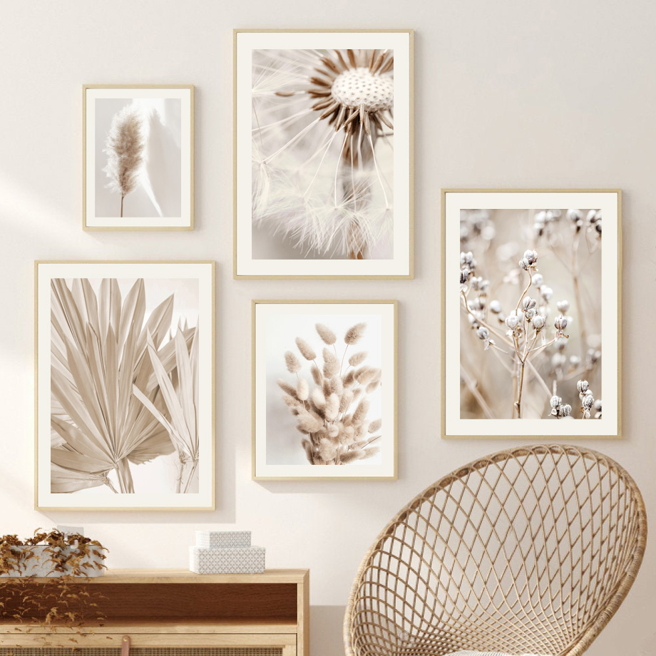 Seni Dinding Boho Warna Beige  - Palm Leaf Dried ulasan dan harga